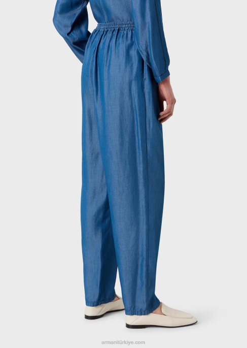 kadınlar Armani liyosel denim büzgülü pantolon kot T8HD259