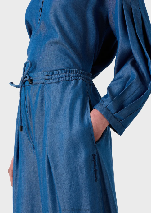 kadınlar Armani liyosel denim büzgülü pantolon kot T8HD259