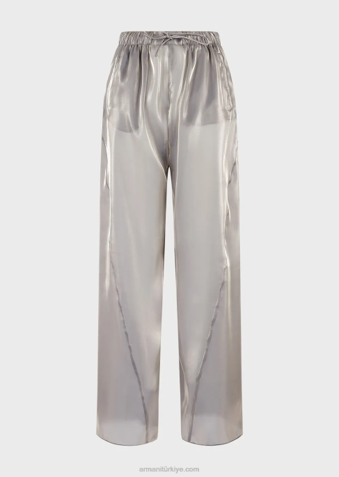 kadınlar Armani üç loplu kumaştan büzgü ipli pantolonT8HD296