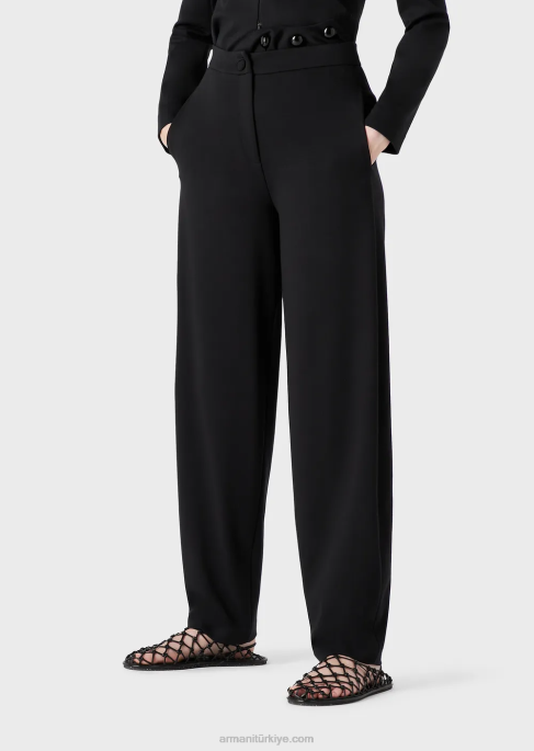 kadınlar Armani milano dikişli kumaştan oval paça pantolon siyah T8HD293