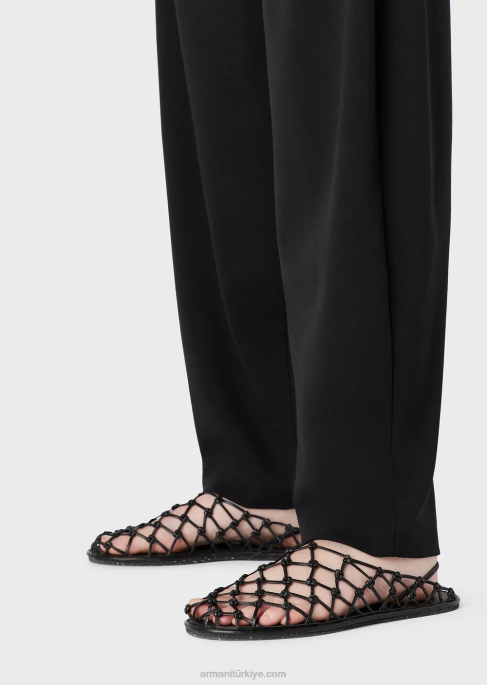 kadınlar Armani milano dikişli kumaştan oval paça pantolon siyah T8HD293