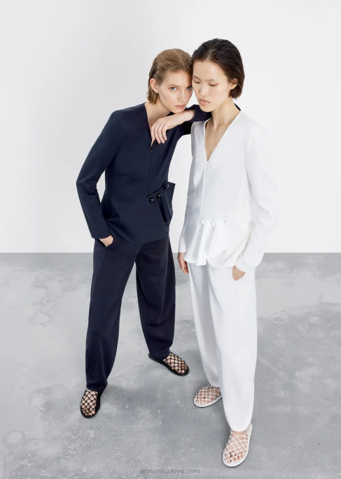 kadınlar Armani milano dikişli kumaştan oval paça pantolon siyah T8HD293