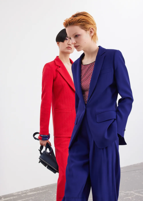 kadınlar Armani pensli balıksırtı jakarlı jarse pantolon kırmızı T8HD265