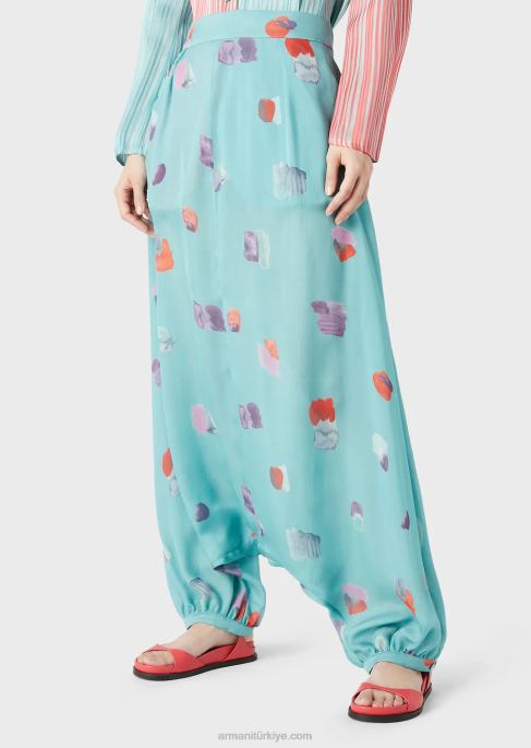 kadınlar Armani resim baskılı ipek şifon jodhpursT8HD325