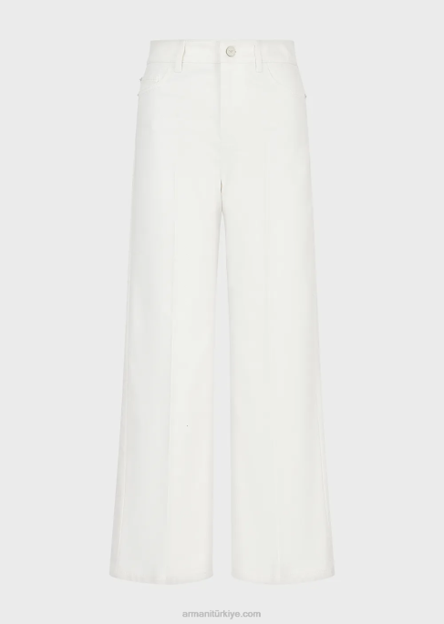 kadınlar Armani sürdürülebilir koleksiyon j33 organik boğa renginde düz kesim kot pantolon süt beyazı T8HD397