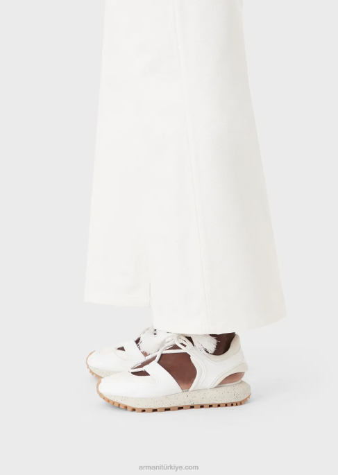 kadınlar Armani sürdürülebilir koleksiyon j33 organik boğa renginde düz kesim kot pantolon süt beyazı T8HD397