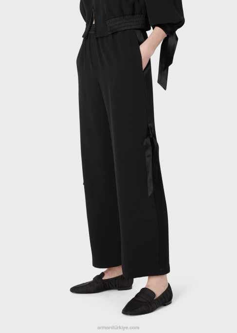 kadınlar Armani saten detaylı teknik saten pantolonT8HD267