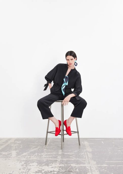 kadınlar Armani saten detaylı teknik saten pantolonT8HD267