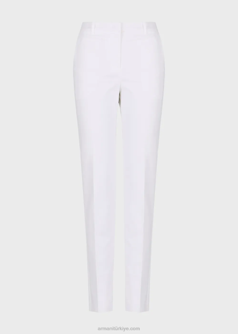 kadınlar Armani streç couture-pamuk ince pantolon beyaz T8HD291