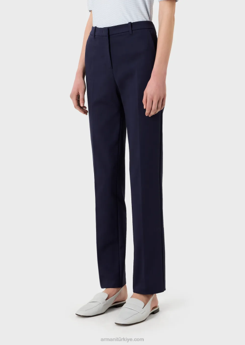 kadınlar Armani streç couture-pamuk ince pantolon lacivert T8HD290