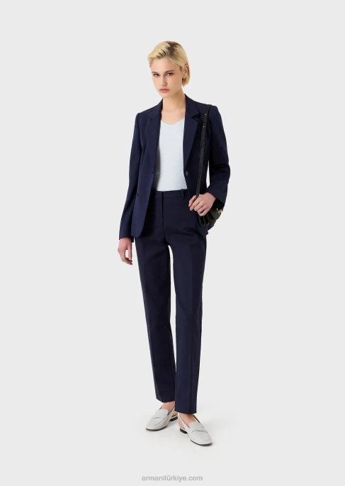 kadınlar Armani streç couture-pamuk ince pantolon lacivert T8HD290