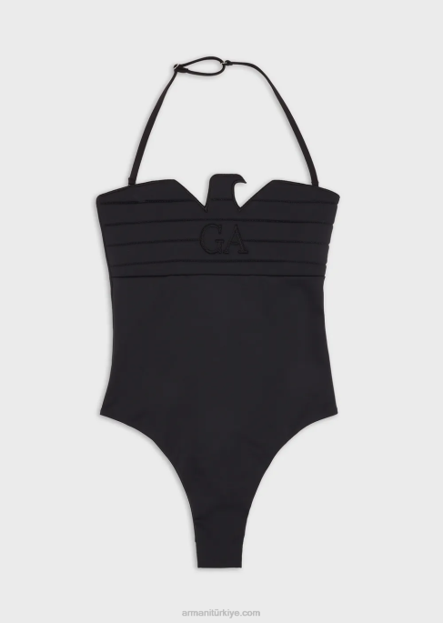 kadınlar Armani Konturlu kartal desenli scuba kumaş dolgulu tek parça mayoT8HD11