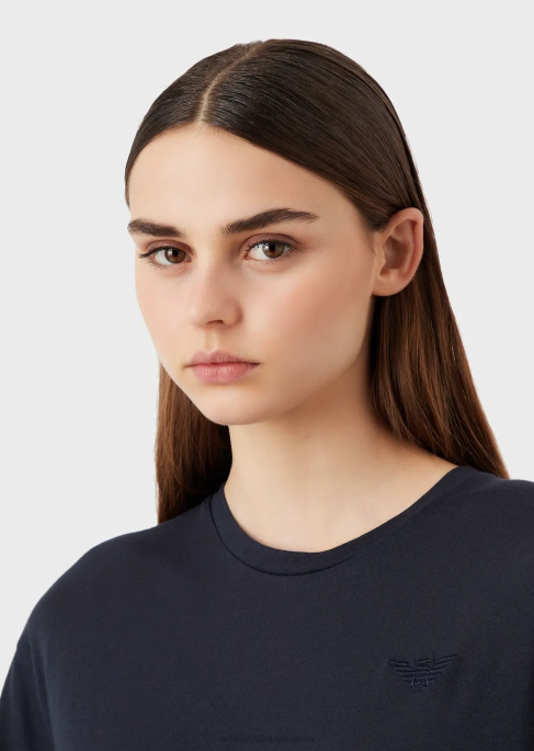 kadınlar Armani arkası baskılı organik streç jarse tişört çok renkli T8HD427