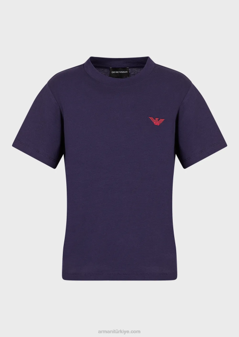 kadınlar Armani büyük beden e yamalı ve baskılı organik streç jarse tişört mor T8HD466