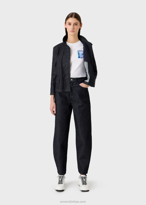 kadınlar Armani manga ayı baskılı streç jarse tişört beyaz T8HD454