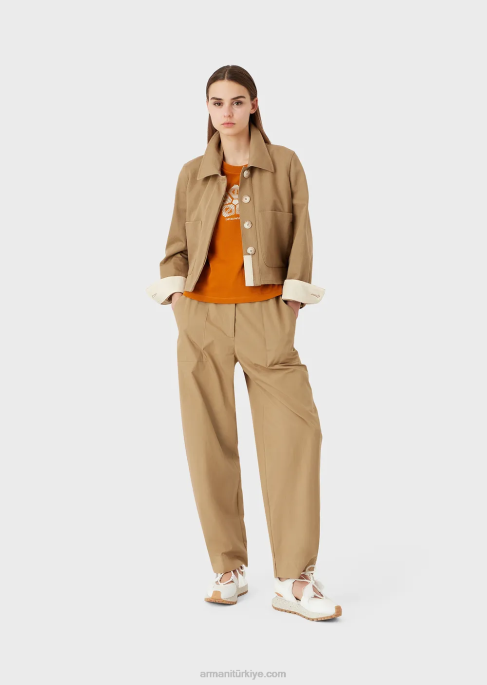 kadınlar Armani sürdürülebilir koleksiyon baskılı organik amerikan jarse tişört turuncu T8HD482