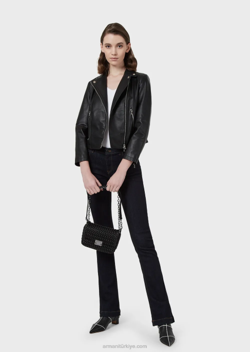 kadınlar Armani truvakar kollu viskon streç jarse kazak beyaz T8HD480