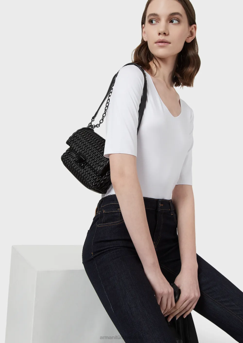 kadınlar Armani truvakar kollu viskon streç jarse kazak beyaz T8HD480