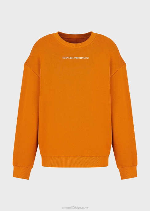 kadınlar Armani Büyük beden baskılı, sürdürülebilir koleksiyon yumuşak organik pamuklu sweatshirt turuncu T8HD425
