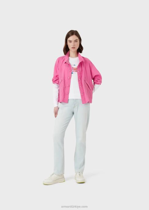 kadınlar Armani Büyük boy kartal desenli organik fransız havlu kumaşı sweatshirt beyaz T8HD418