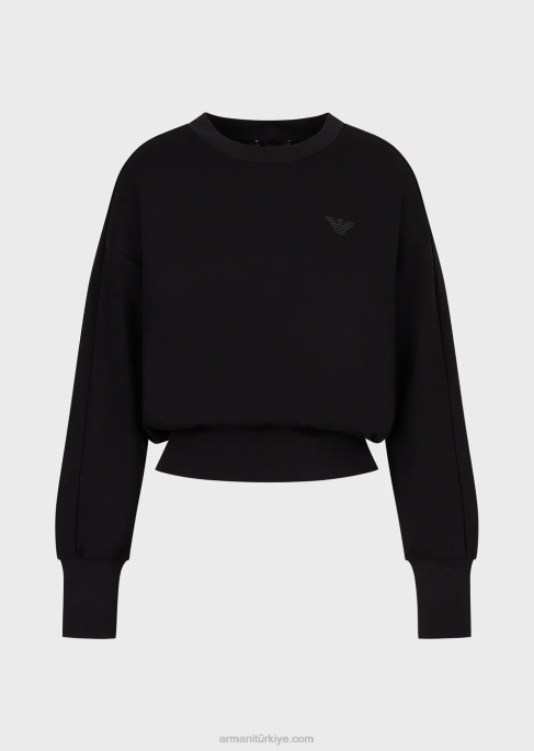 kadınlar Armani çift ​​jarse seyahat için gerekli şeyler sweatshirt siyah T8HD405