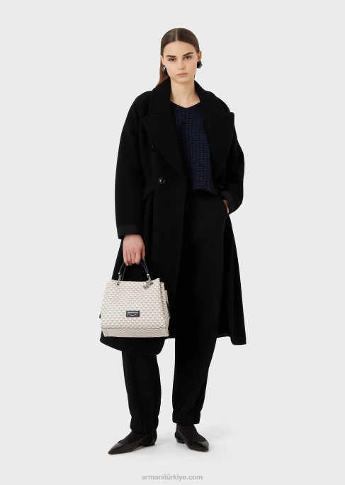 kadınlar Armani 3 boyutlu efektli iki renkli kumaştan v yakalı kazakT8HD193