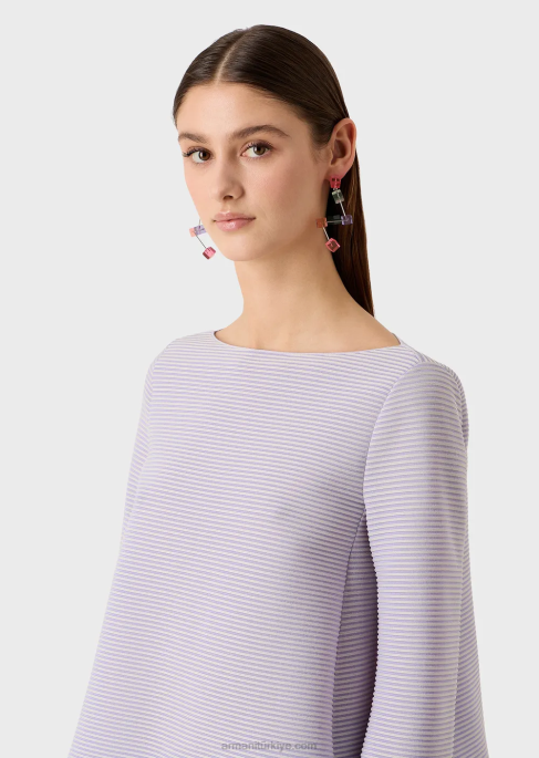 kadınlar Armani nervürlü barre kumaştan kayık yakalı kazakT8HD197