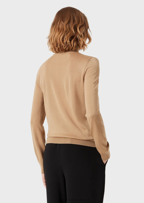 kadınlar Armani saf bakir yünlü yuvarlak yakaT8HD227