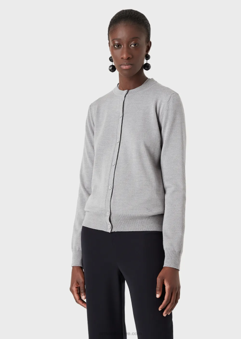 kadınlar Armani saf bakire yün hırka melanj grisi T8HD223