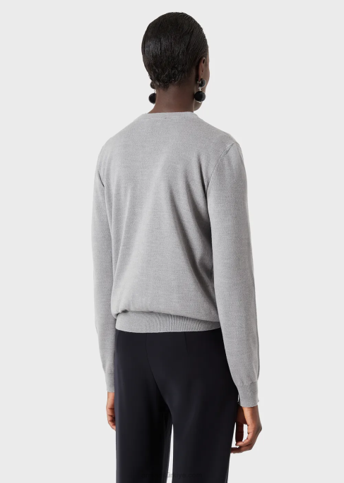 kadınlar Armani saf bakire yün hırka melanj grisi T8HD223