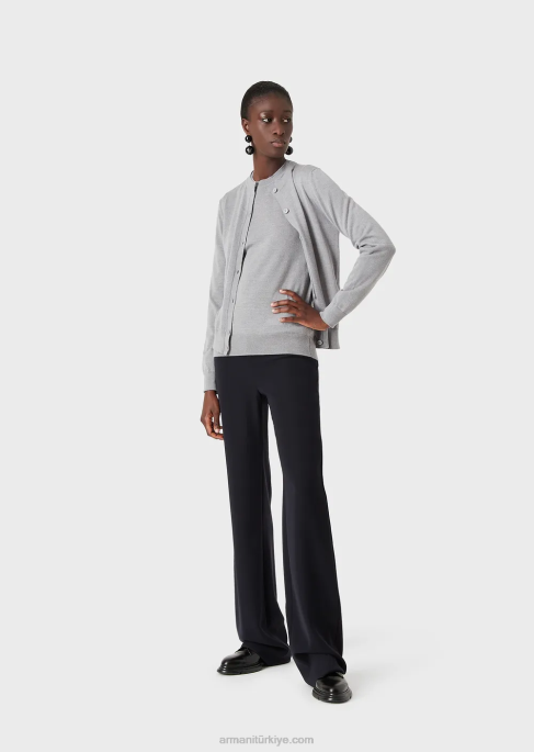 kadınlar Armani saf bakire yün hırka melanj grisi T8HD223
