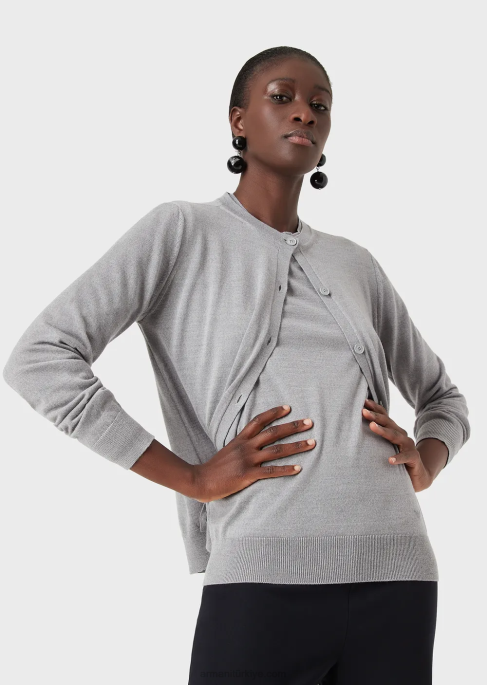 kadınlar Armani saf bakire yün hırka melanj grisi T8HD223