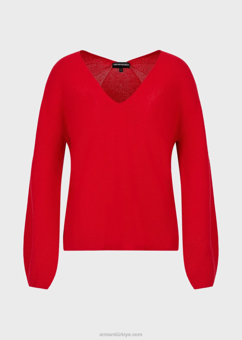 kadınlar Armani yün ve kaşmirden dikişsiz v yakalı süveterT8HD203