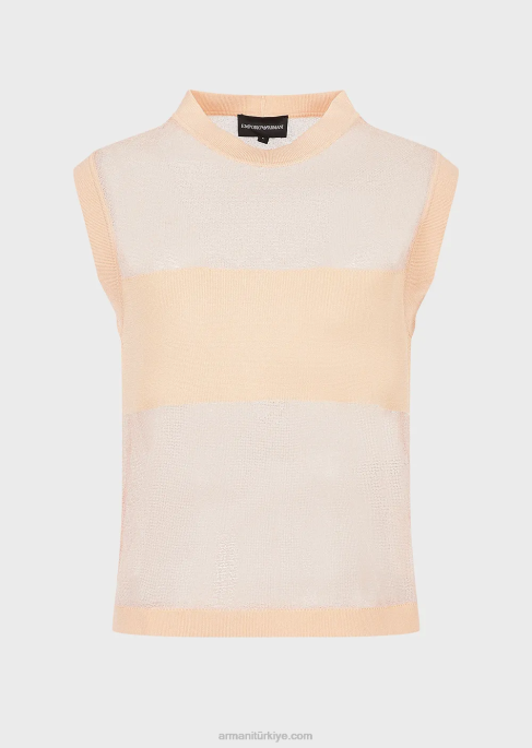 kadınlar Armani yarı transparan viskon triko topT8HD215